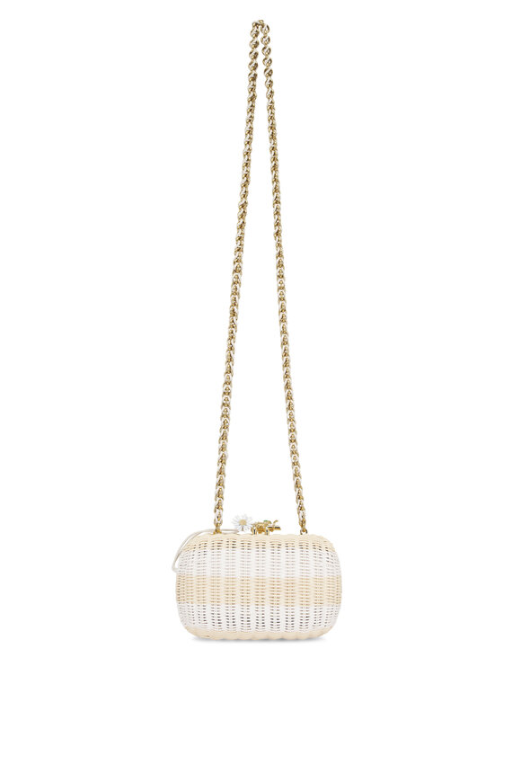 Bottega Veneta Natural Stripe Rattan Daisy Clutch