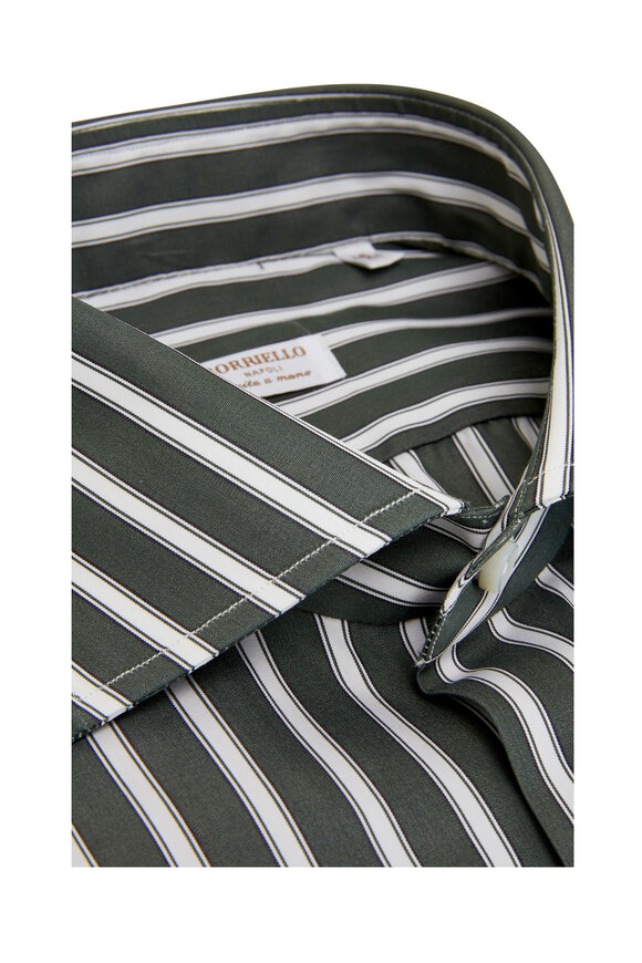 Borriello - Green & White Striped Dress Shirt 