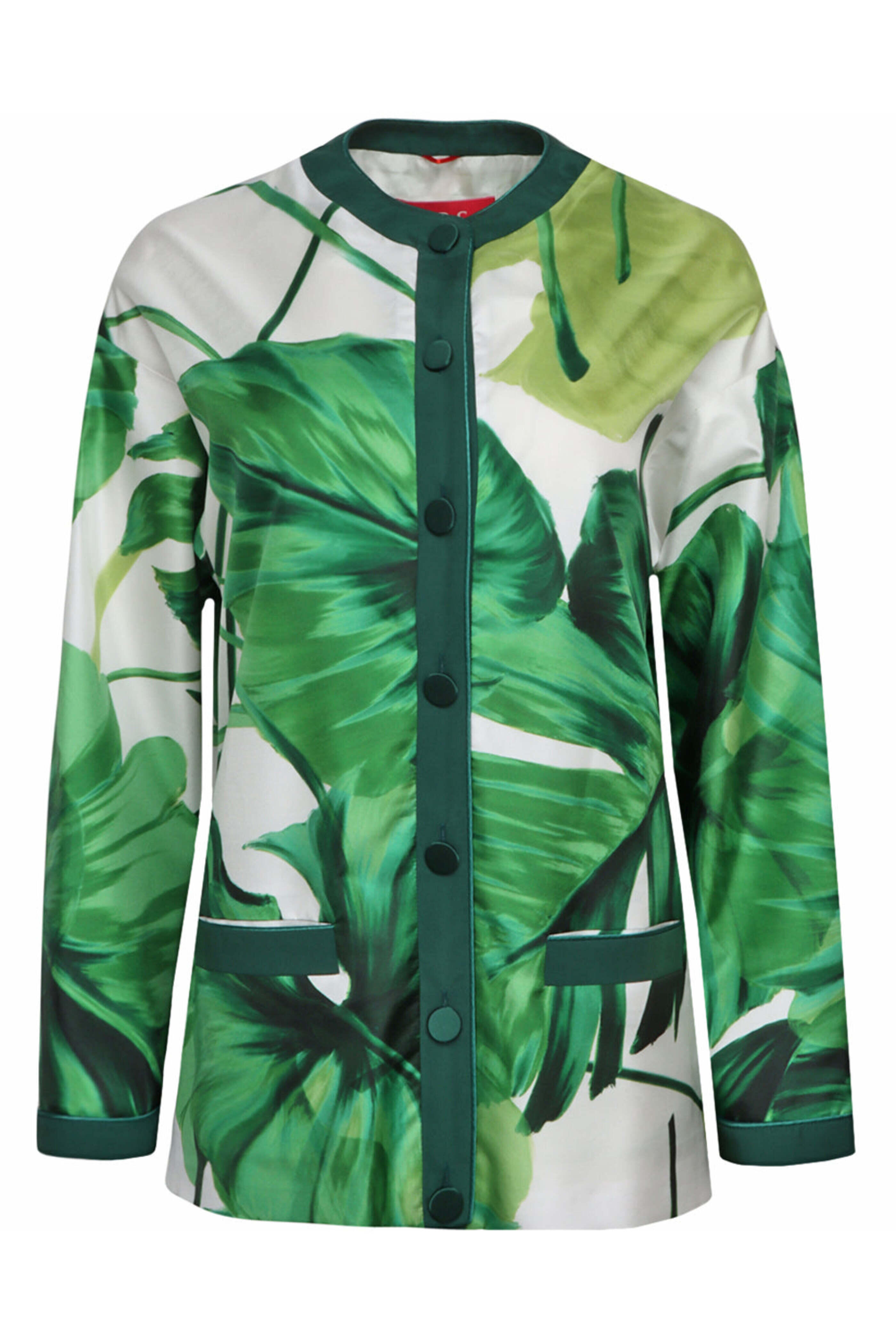 F.R.S. - Green Palm Print Silk Ligea Jacket
