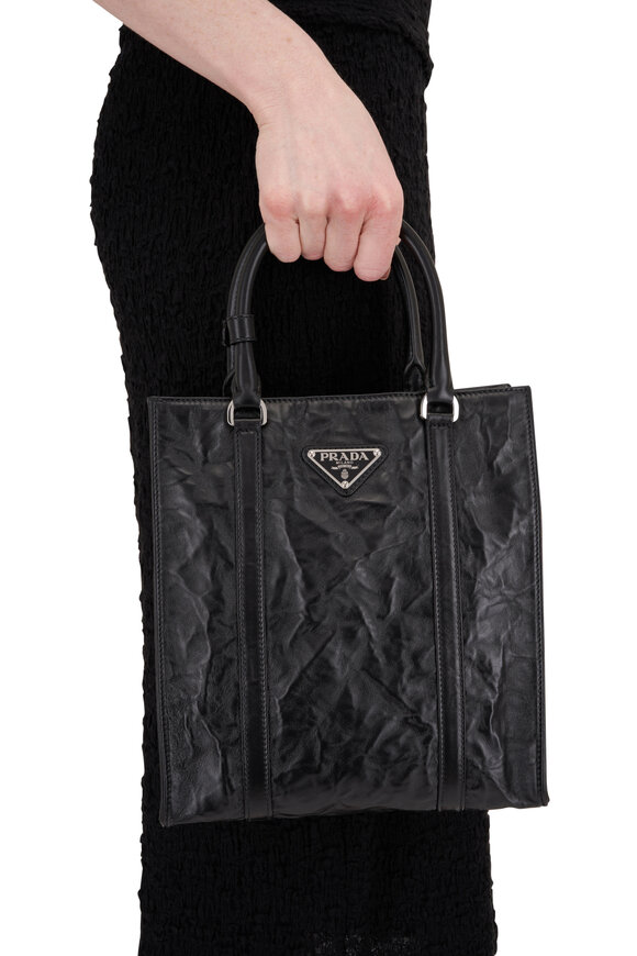 Prada - Black Antique Nappa Leather Mini Tote 