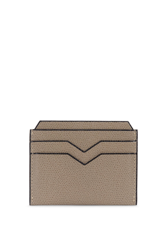 Valextra - Taupe Saffiano Leather Flat Card Case