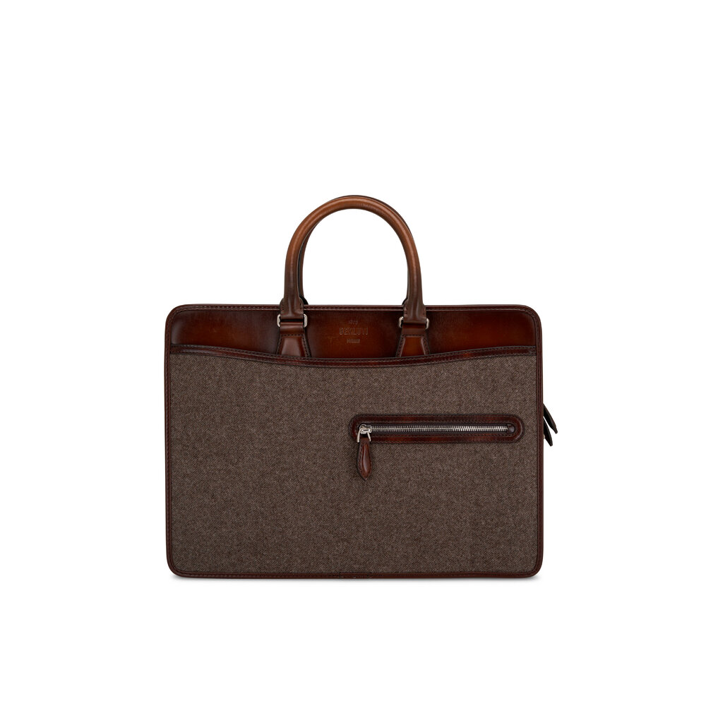 Berluti - Un Jour Marrone Leather & Wool Briefcase