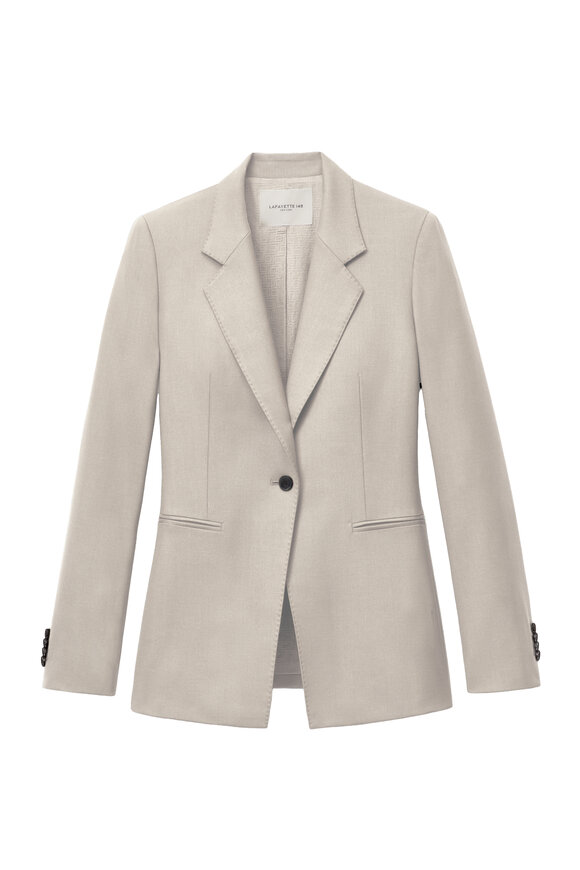 Lafayette 148 New York Sandstone Single Button Fitted Blazer - view 6