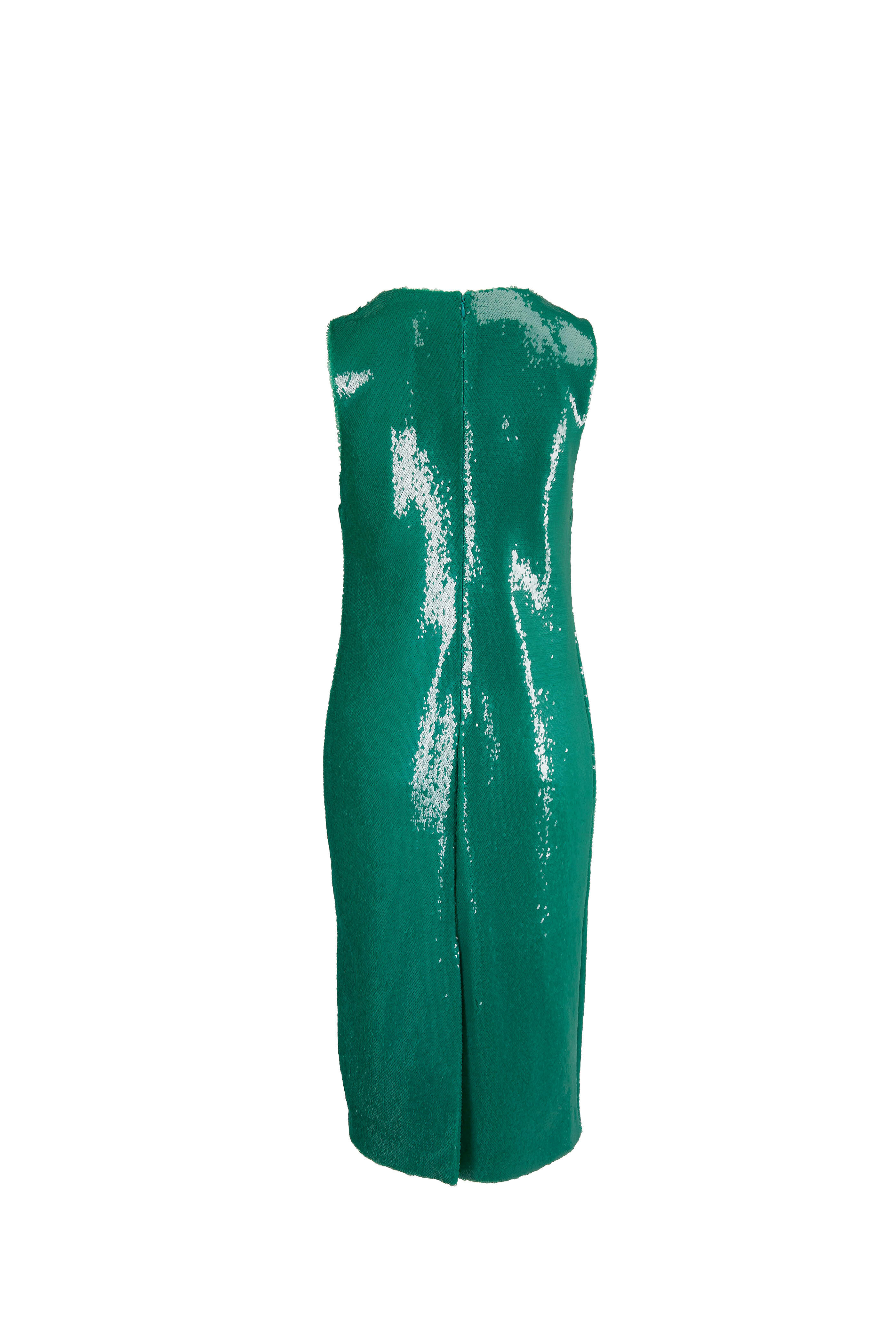 LaPointe - Green Sequin Sleeveless V-Neck Dress | Mitchell Stores
