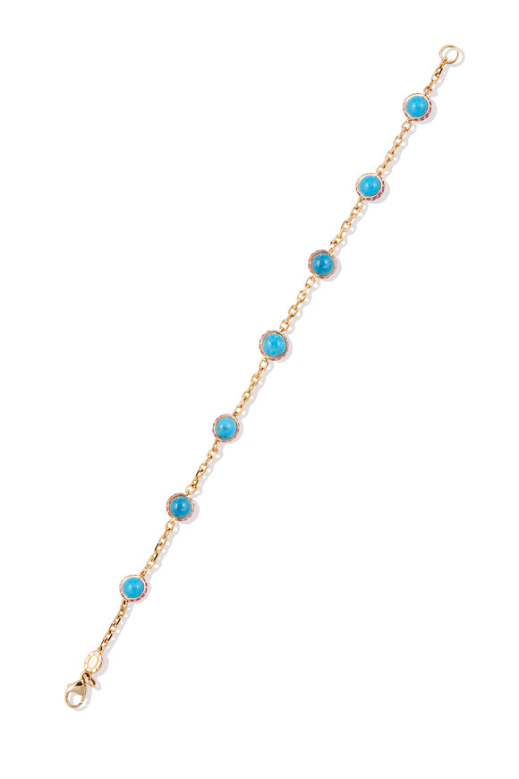 Campbell + Charlotte 14k Yellow Gold Found Cabochon Station Bracelet - view 2
