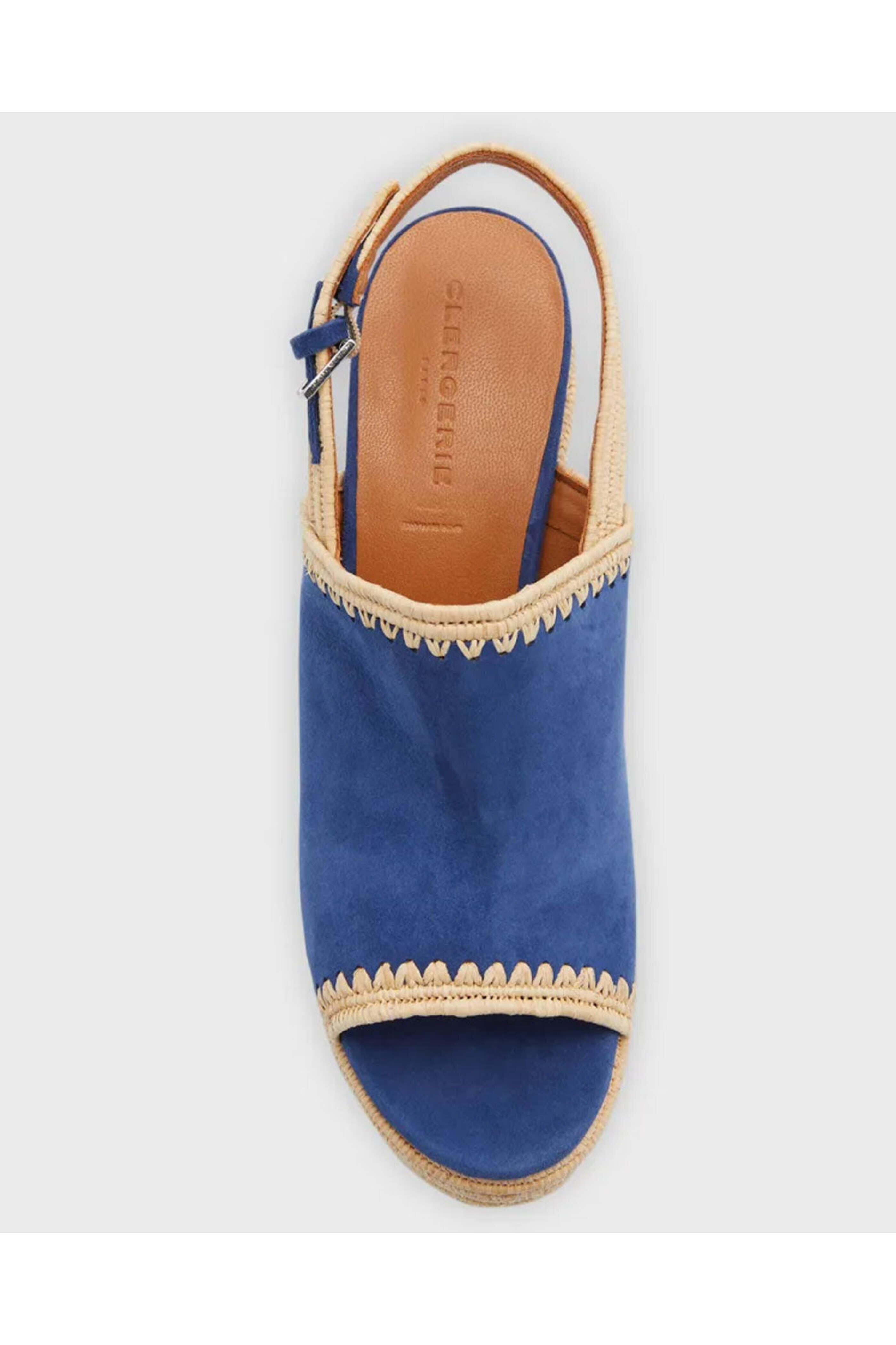 Robert Clergerie - Damya Suede Raffia Slingback Platform in Navy
