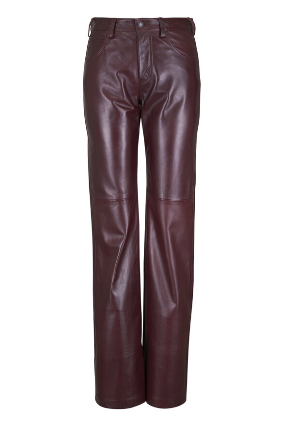 Nili Lotan Joan Dark Red Leather Pant - view 1