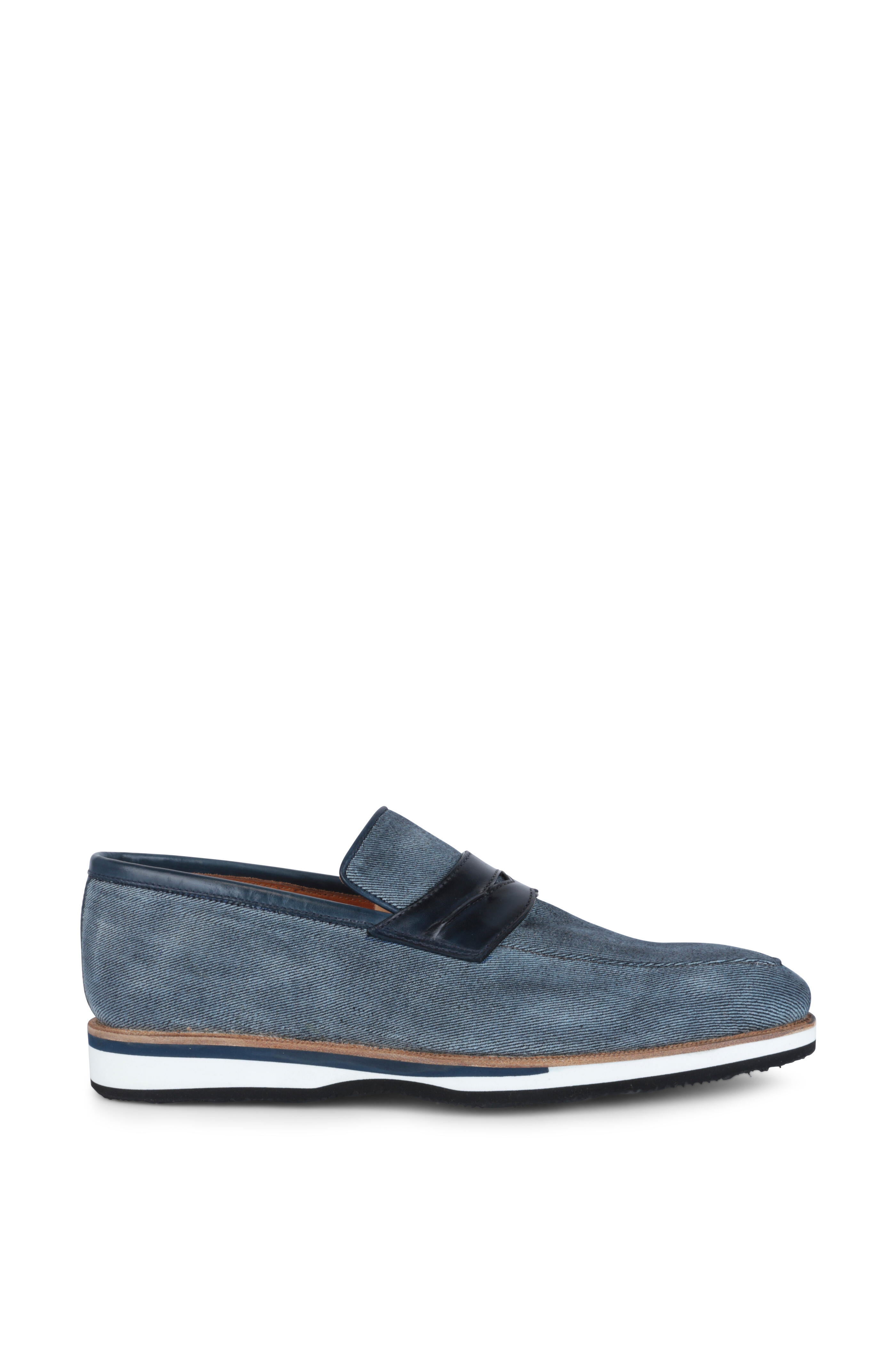 Bontoni - Capitano Blue Denim & Leather Penny Loafer