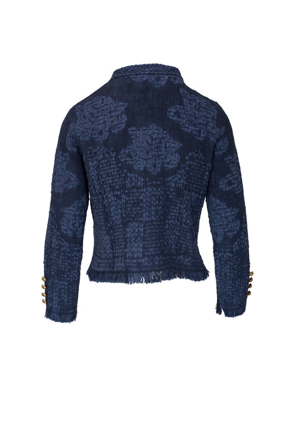 D.Exterior - Denim Blue Short Floral Cardigan 