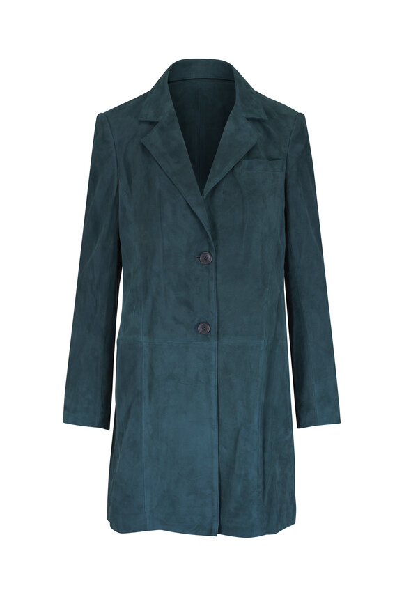 TWP Easy Dark Green Suede Car Coat - view 1