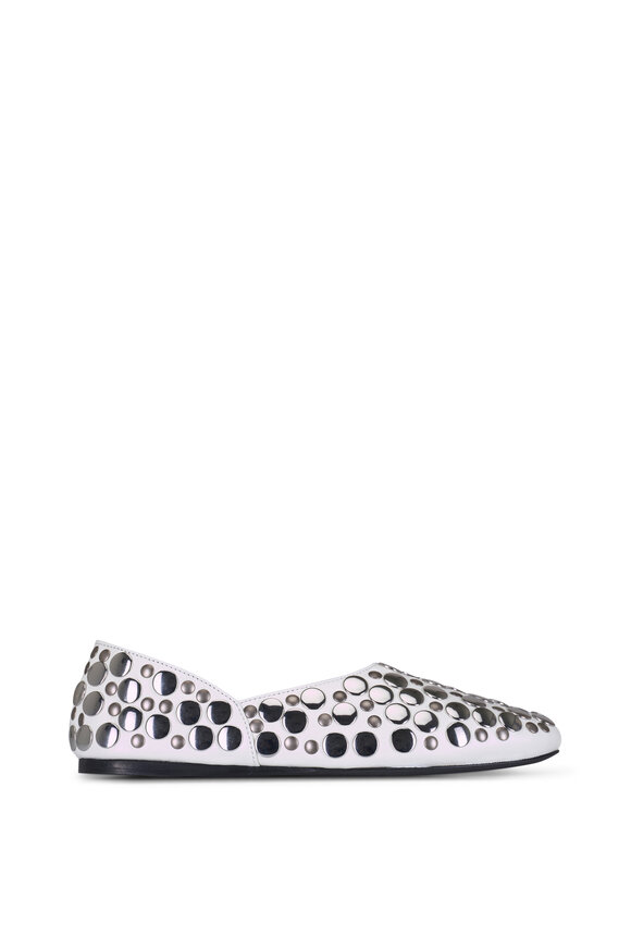 Khaite Jane White Leather Stud Flat - view 3