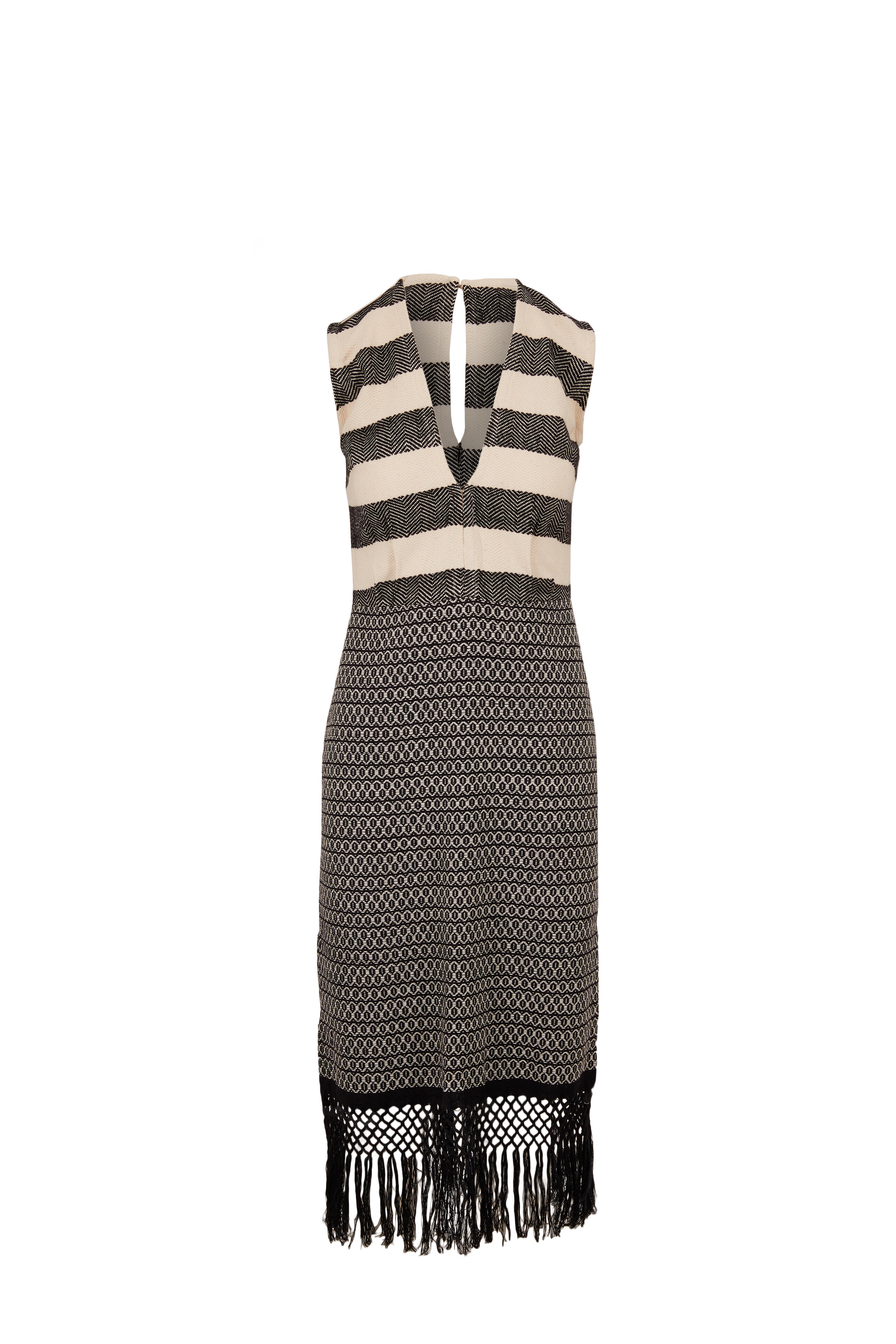 Jaline - Yolanda Black & Ecru Handwoven Sleeveless Dress