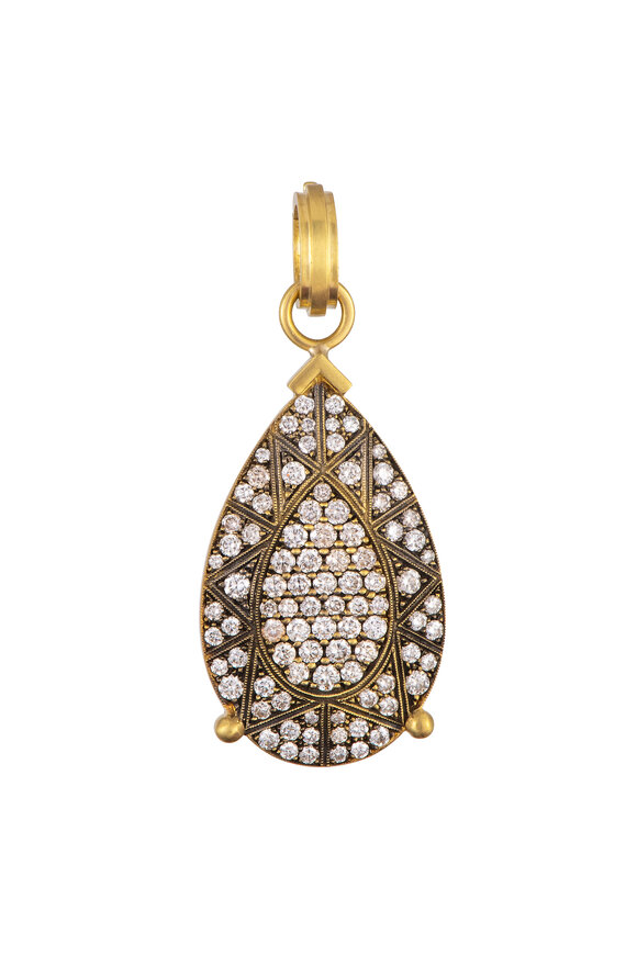 Sylva & Cie Brilliant Cut Diamond Pear Pendant - view 2