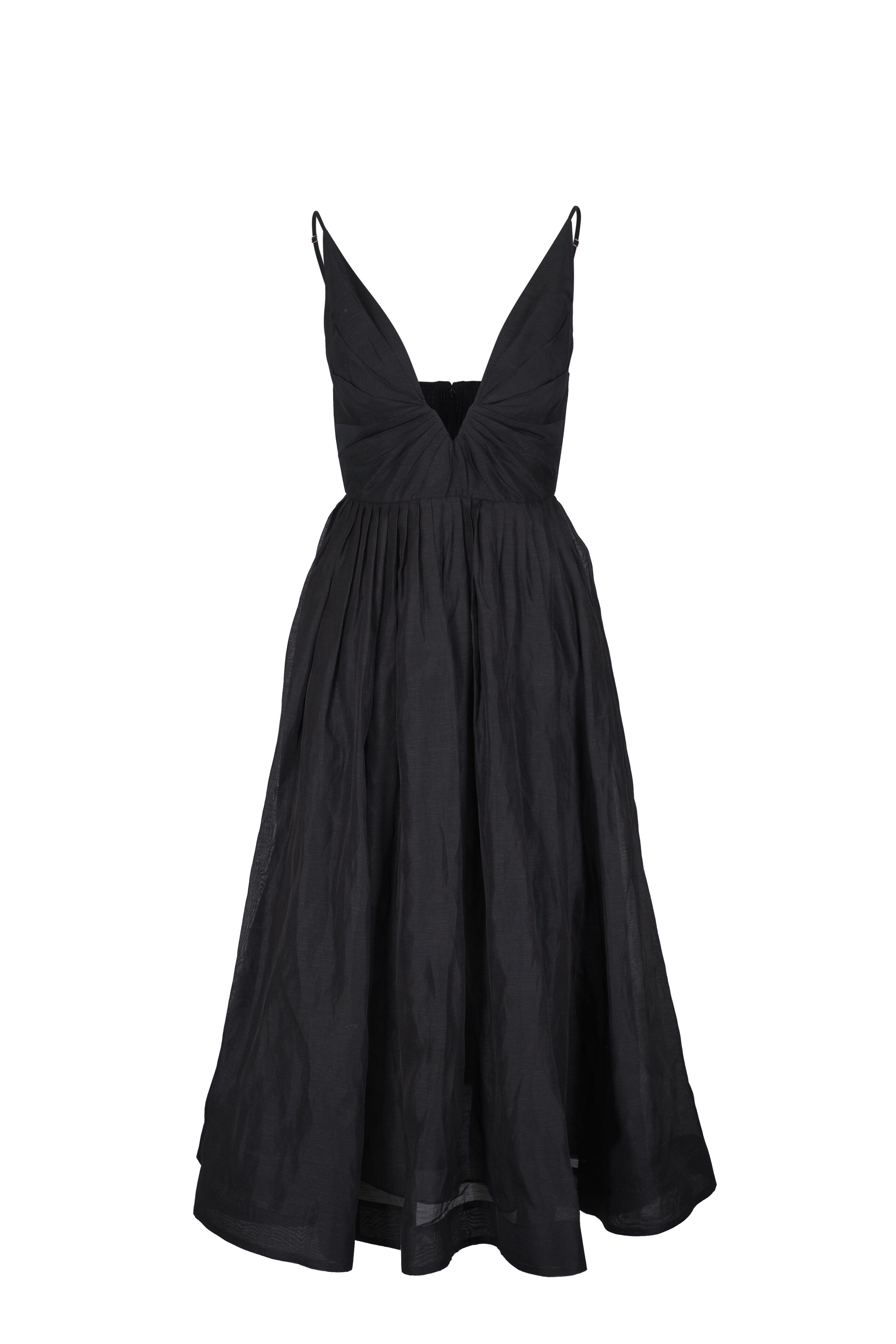 Zimmermann - Illustration Black V-Neck Midi Dress