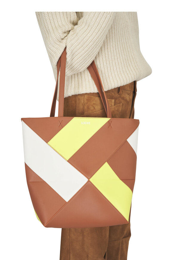 Loewe Medium Puzzle Fold Tan Multi Leather Tote - view 2