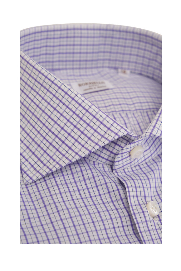 Borriello - Lavender & White Check Cotton Dress Shirt 