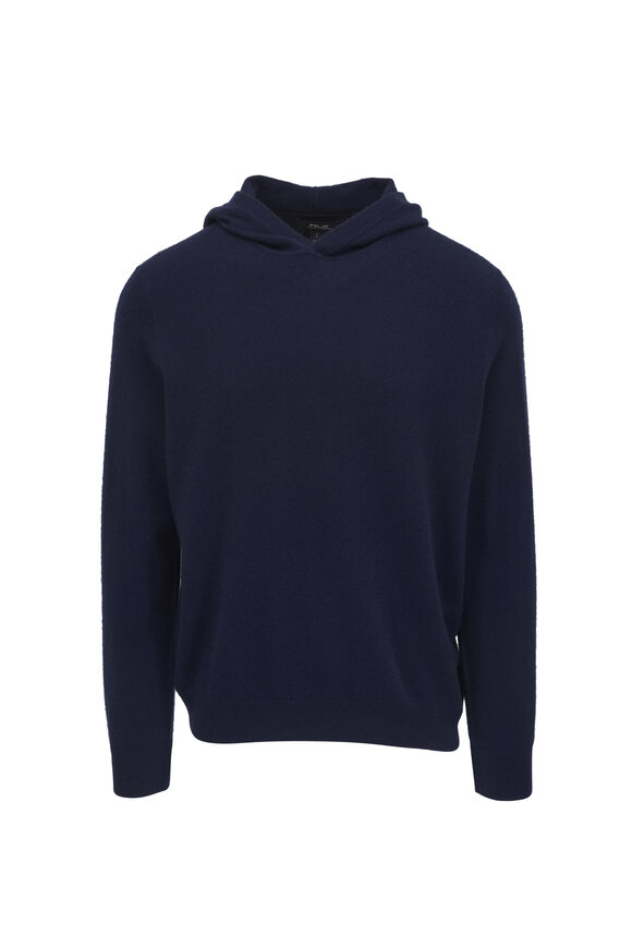 RLX Ralph Lauren Navy Blue Washable Cashmere Hooded Sweater