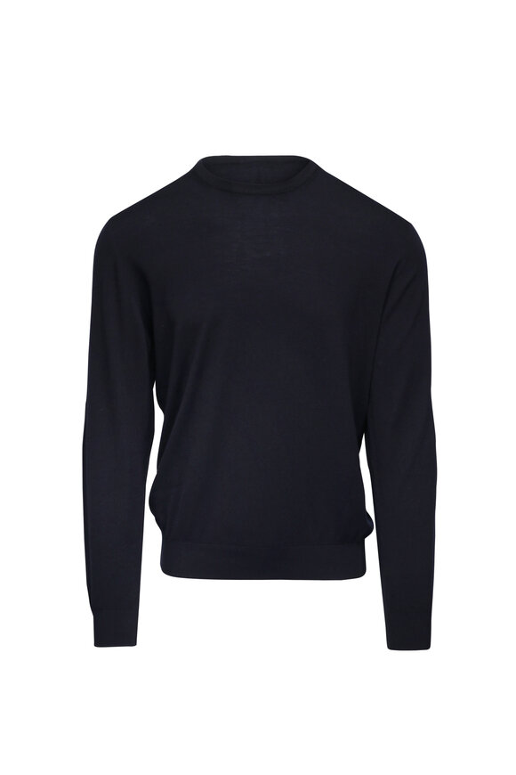 Colombo Navy Blue Wool Crewneck Sweater