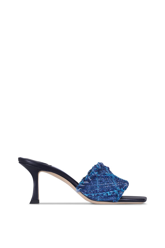 Jimmy Choo Alexia Crosshatch Denim Sandal, 70mm - view 3