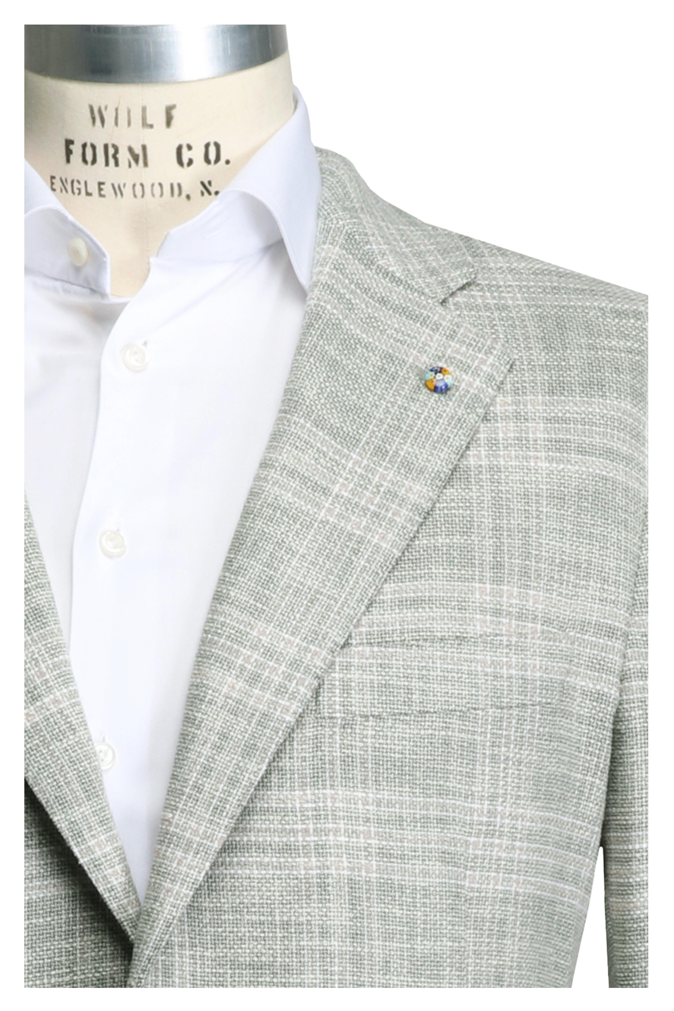 Belvest - Sage Green Plaid Wool Sportcoat