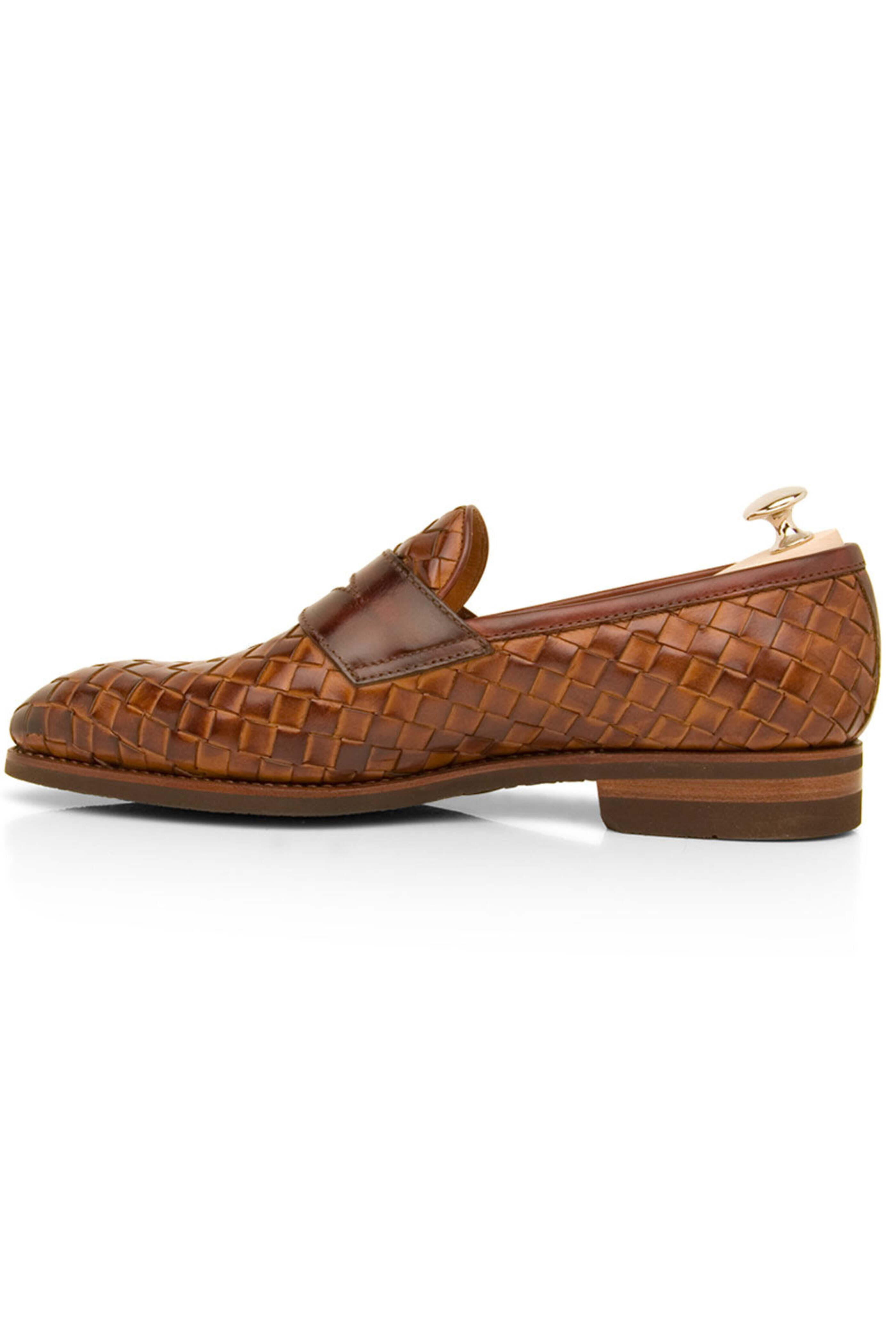 Bontoni - Woven Penny Loafer in Cognac