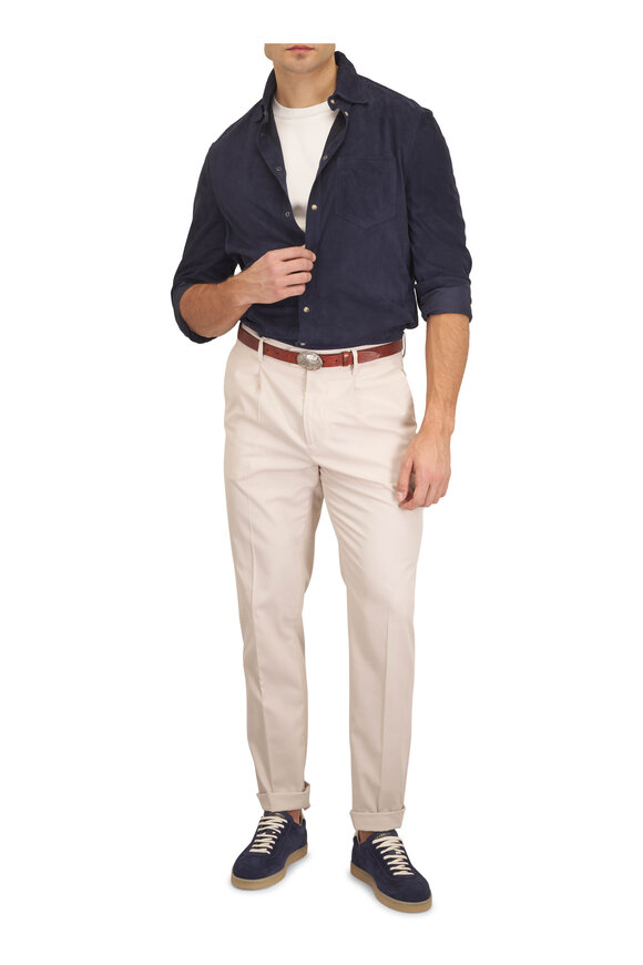 Brunello Cucinelli Pilota Navy Suede Shacket - view 2