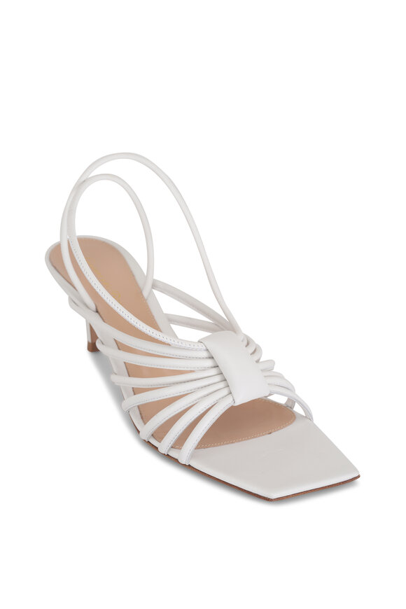 Gianvito Rossi White Leather Strappy Sandal, 55mm