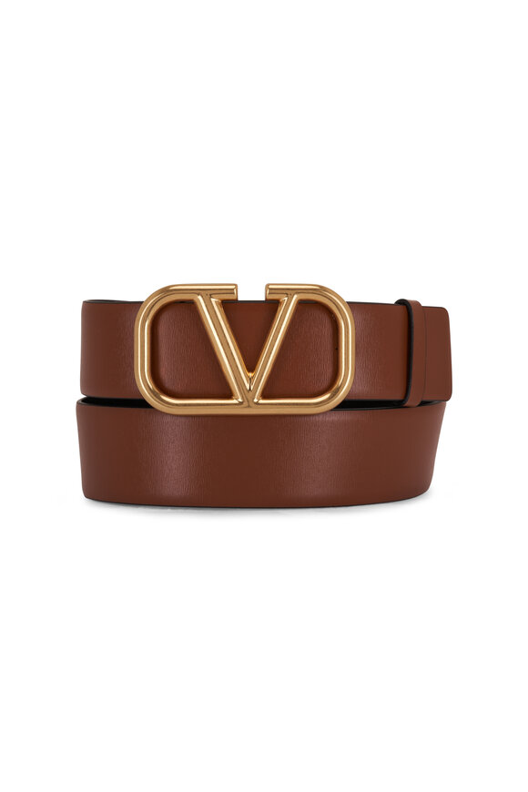Valentino Garavani Black & Brown Leather VLogo Signature Belt - view 3