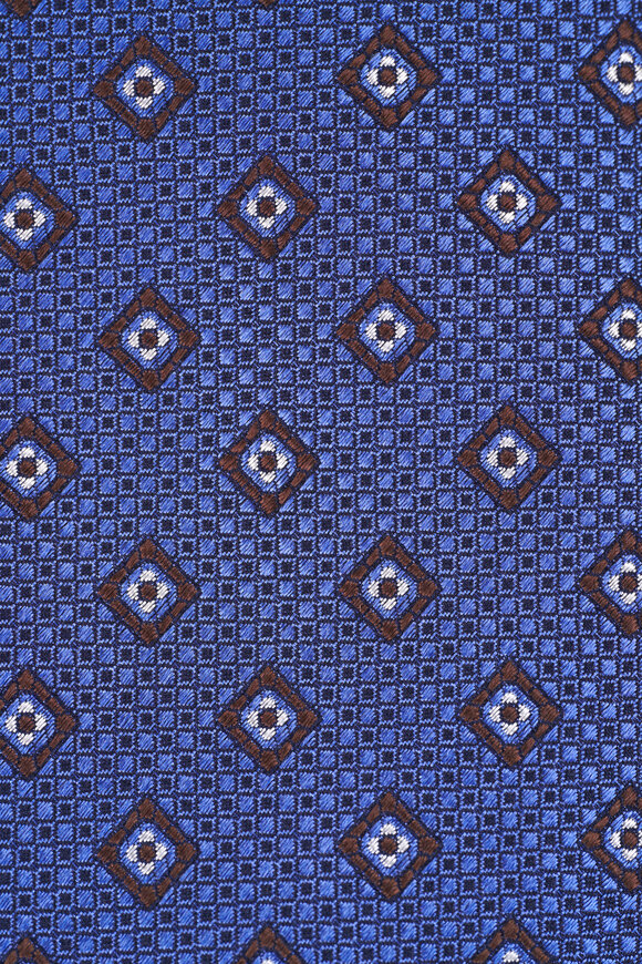 Canali - Medium Blue & Brown Medallion Silk Necktie