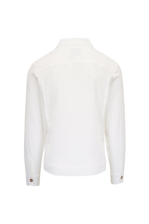 Tintoria White Seersucker Trucker Overshirt - view 2