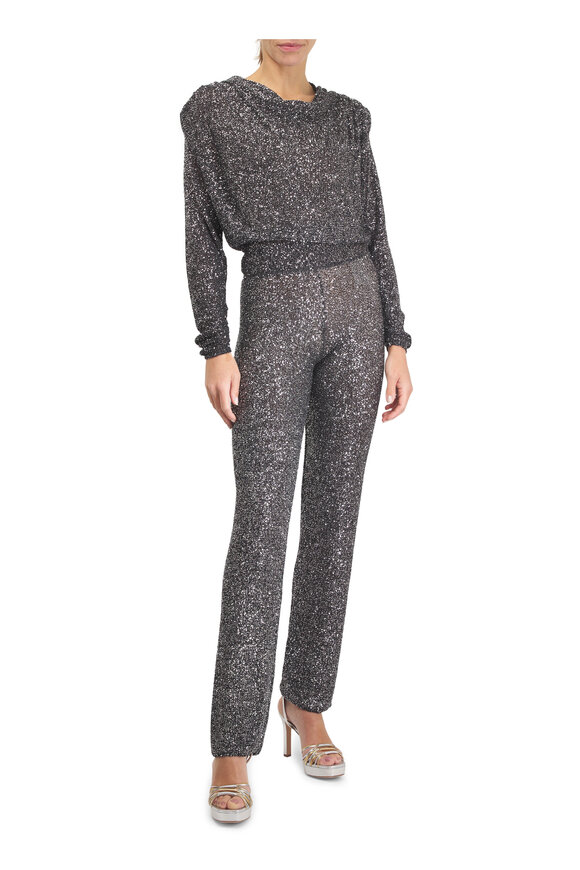 Valentino Black & Silver Paillette Pant - view 2