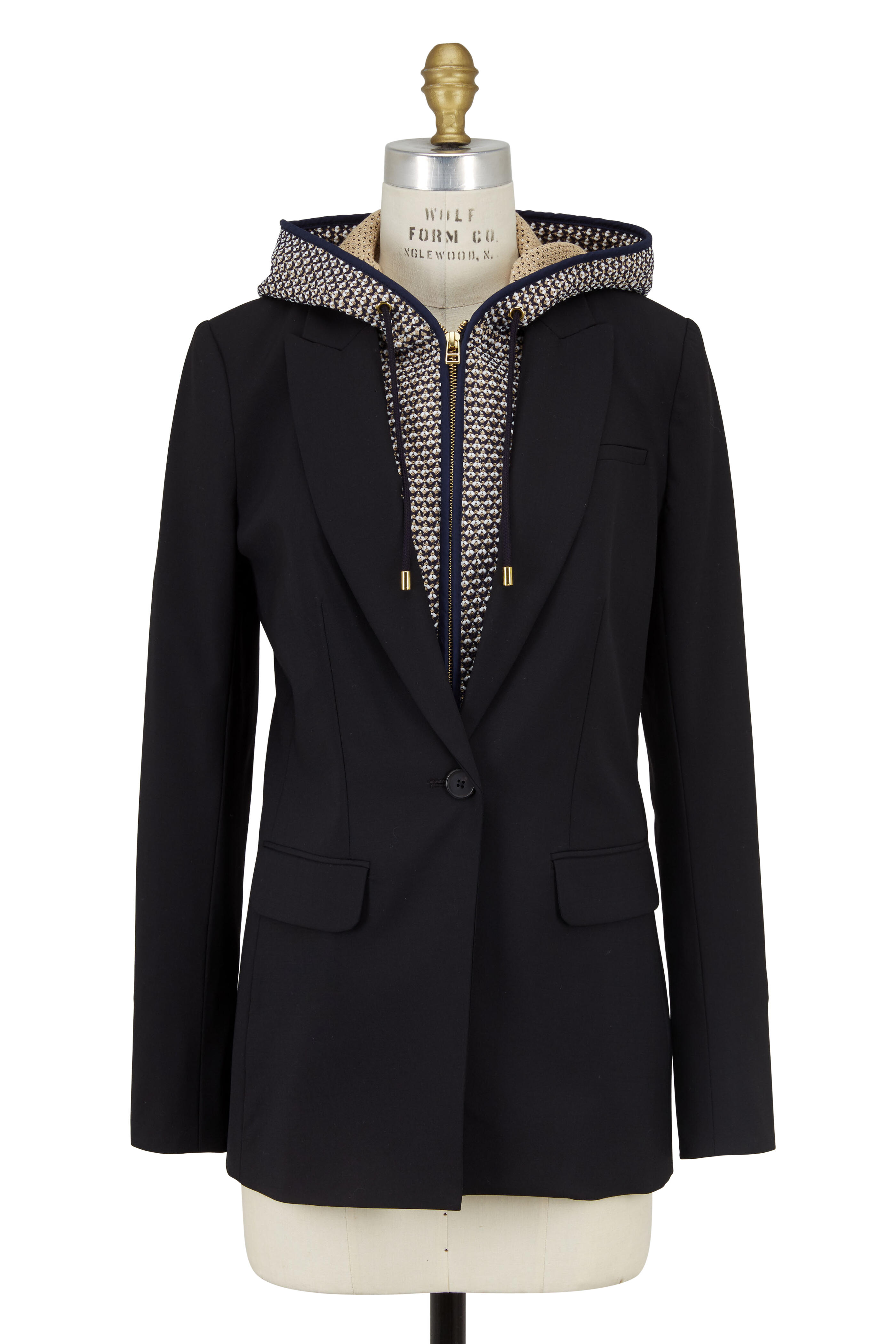 Veronica Beard - Navy Blue Waffle Knit Hooded Dickey