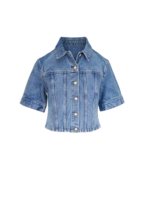 Veronica Beard Malcom Silver Dust Cropped Denim Jacket