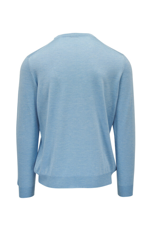 Kiton - Light Blue Mélange Silk, Cashmere & Linen Crewneck