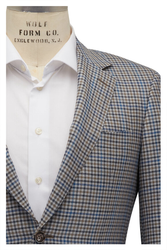 Canali - Tan & Blue Vintage Check Sportcoat 