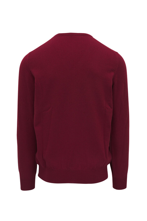 Fratelli Piacenza - Alashan Dark Red Cashmere V-Neck Sweater