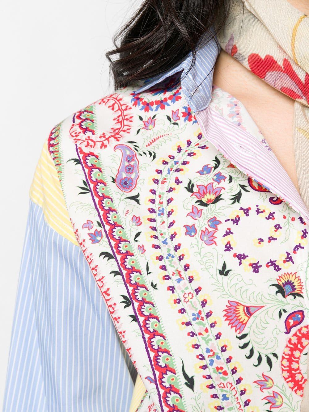 Etro - Woodstock Yellow Paisley & Stripe Button Down Top