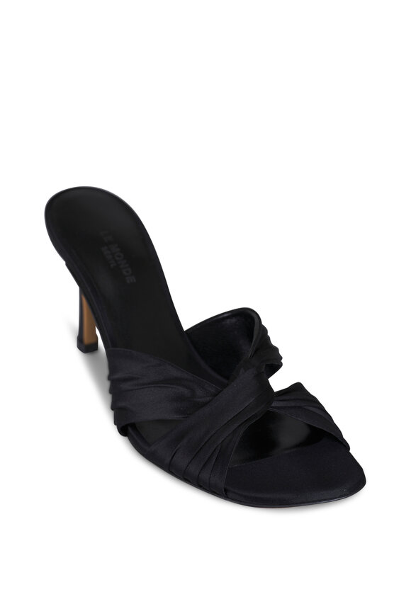 Le Monde Béryl Antonia Black Satin Mule, 50mm
