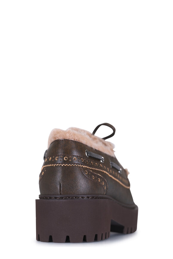 Brunello Cucinelli Brown Shearling Leather Loafer - view 3
