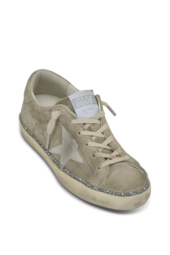 Golden Goose Superstar Ice Silver Glitter Trim Suede Sneaker