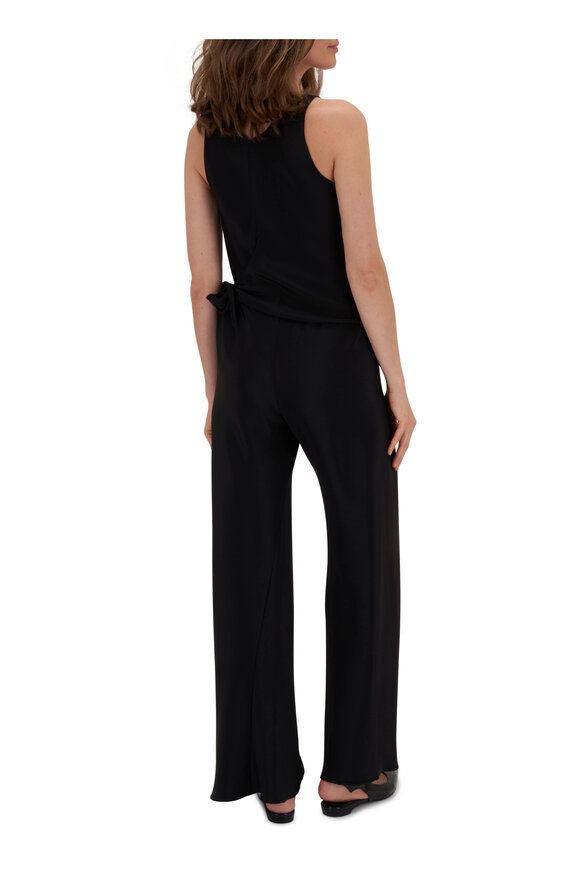 Peter Cohen - Tie Suit Black Silk Tie Waist Jumpsuit 