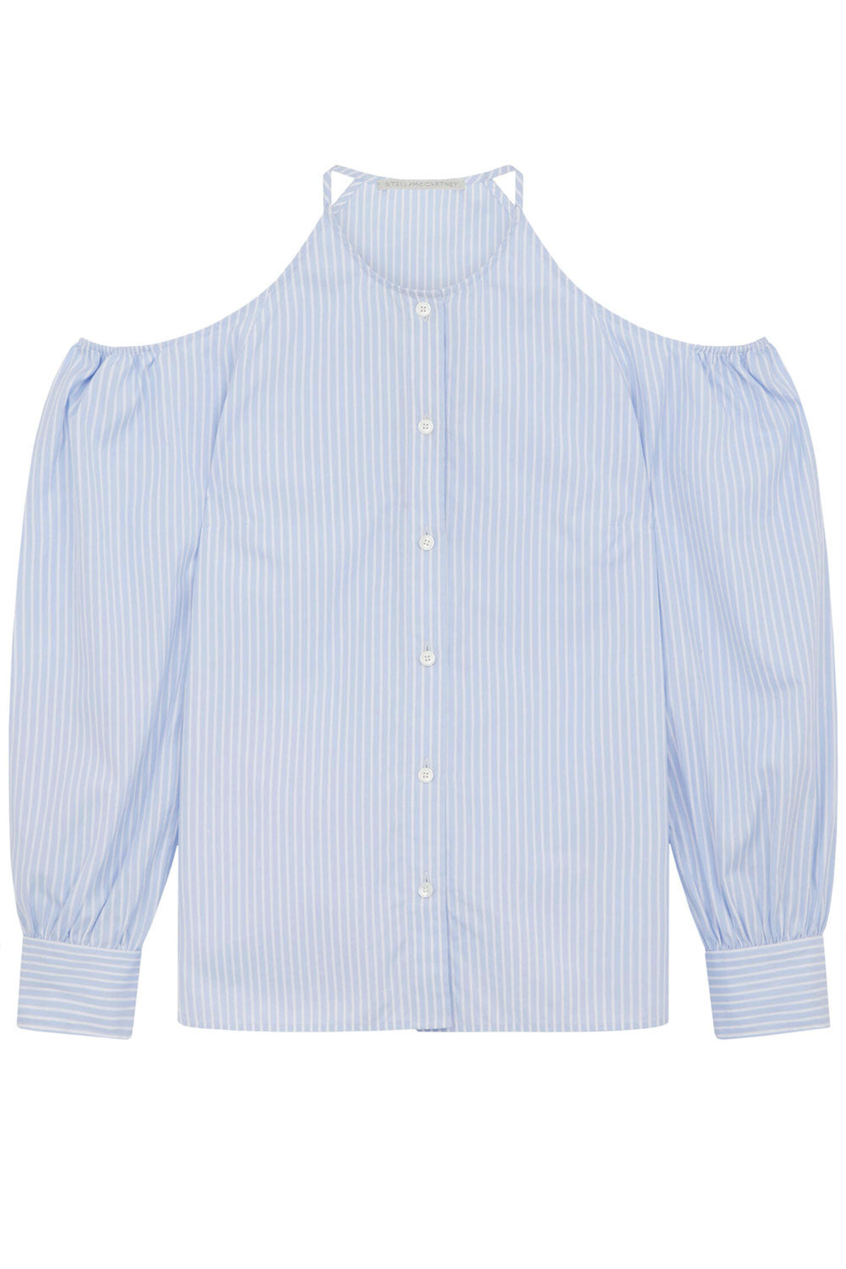 Stella McCartney - Light Blue Stripe Open Shoulder Shirt
