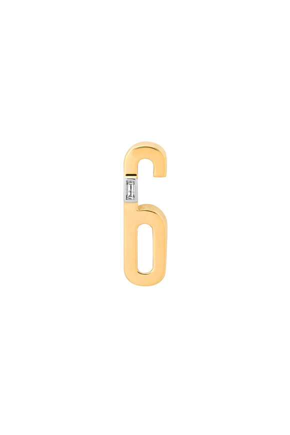 Helena Rose 14k Yellow Gold Slide-On Ribbed Number 6