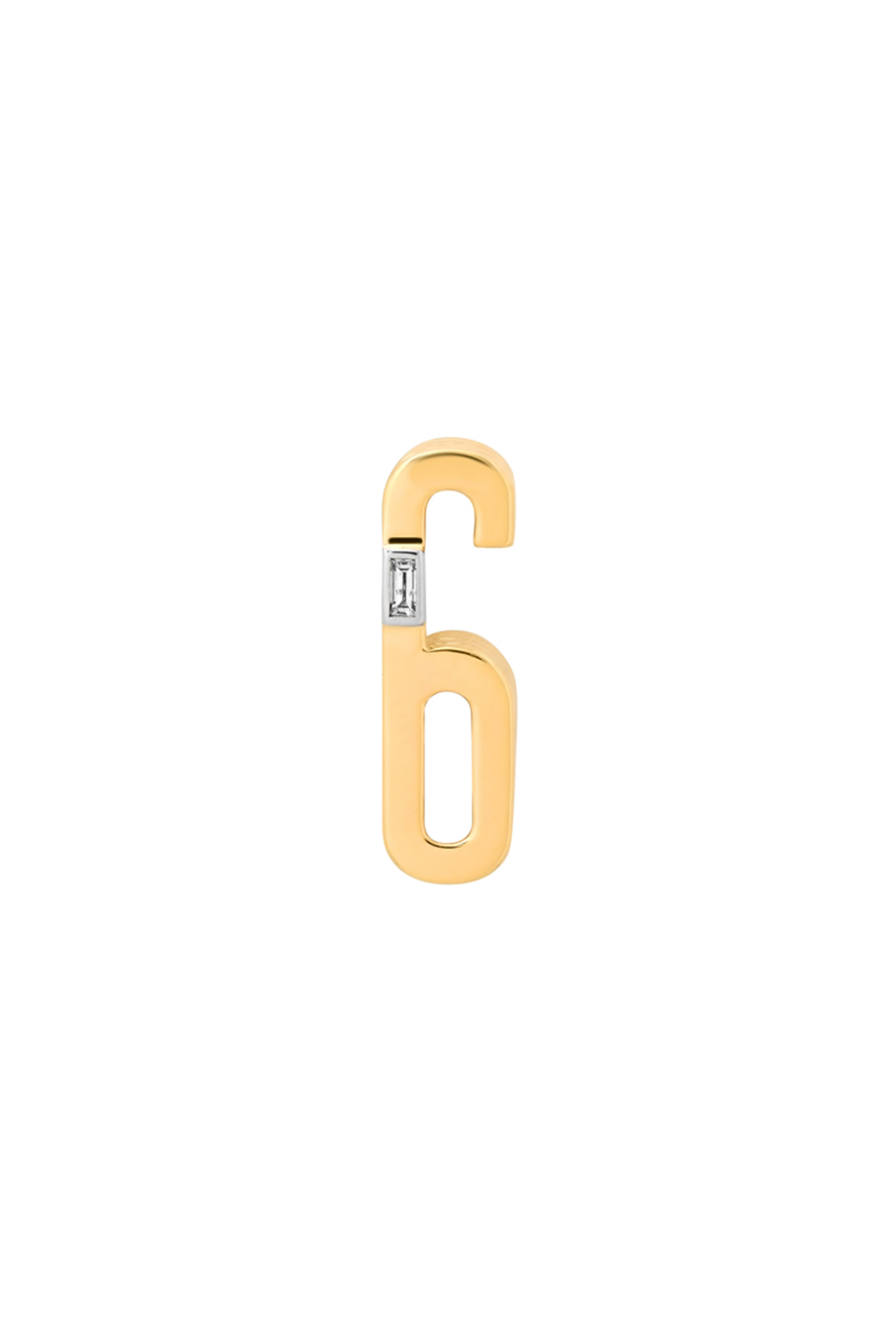 Helena Rose - 14k Yellow Gold Slide-On Ribbed Number 6
