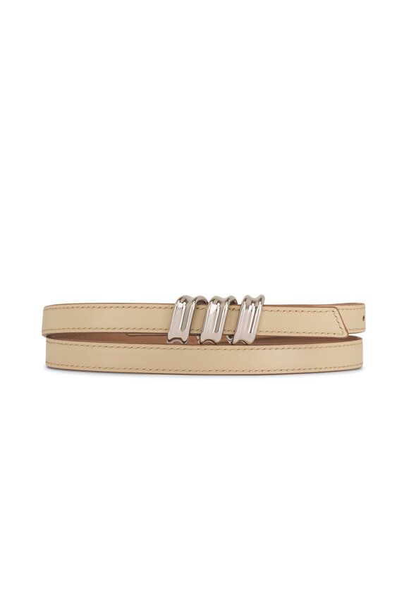 Loewe Mocha, Beige & Silver Coil Skinny Belt, 15mm - view 3