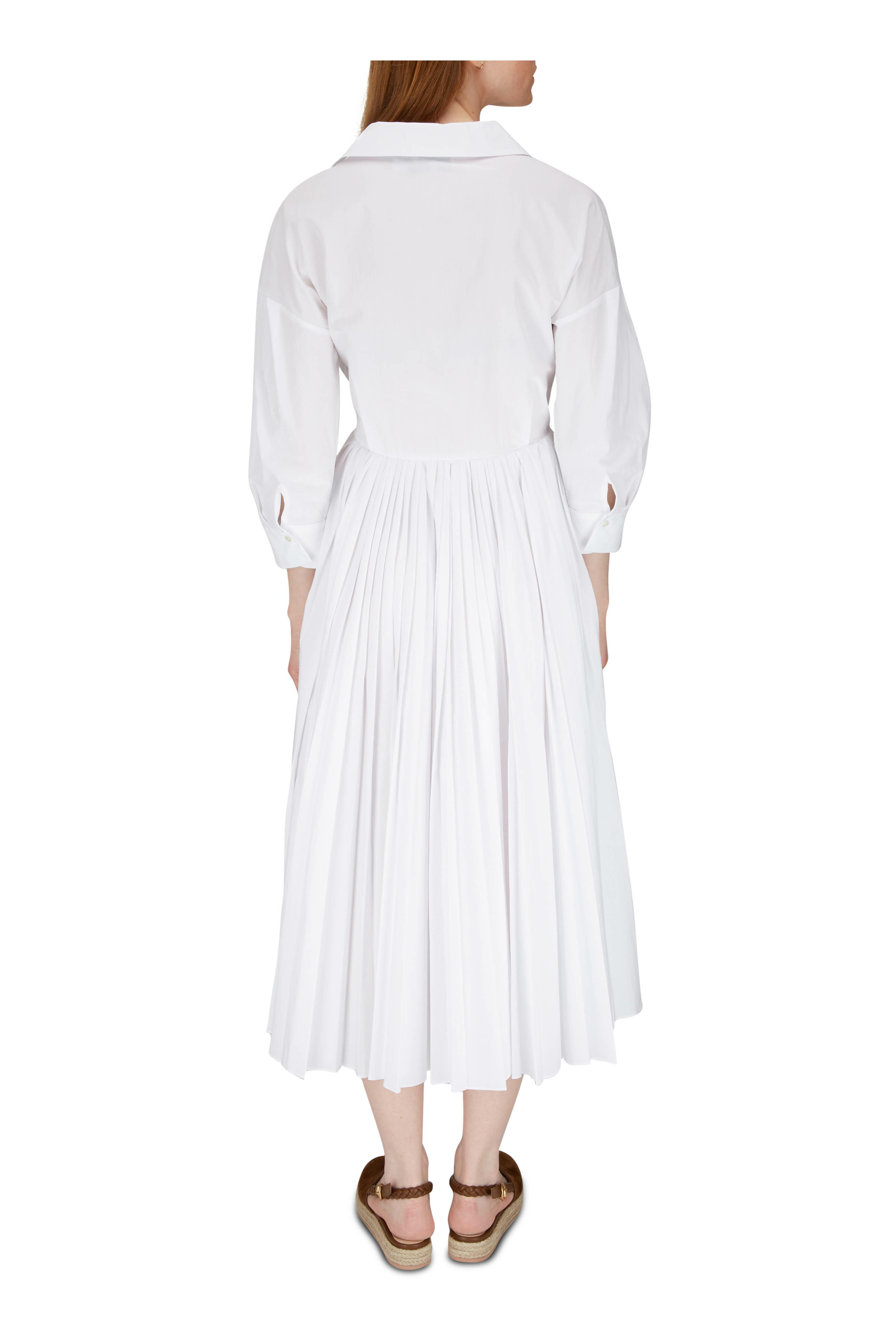 Antonelli - Manuela White Cotton Pleated Skirt Dress