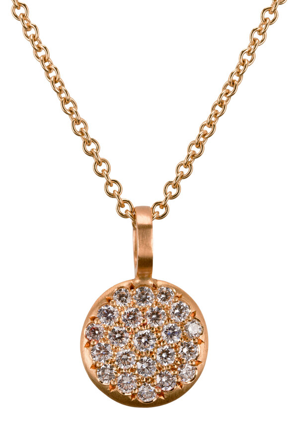 Caroline Ellen - Classic Diamond Lentil Pendant Necklace