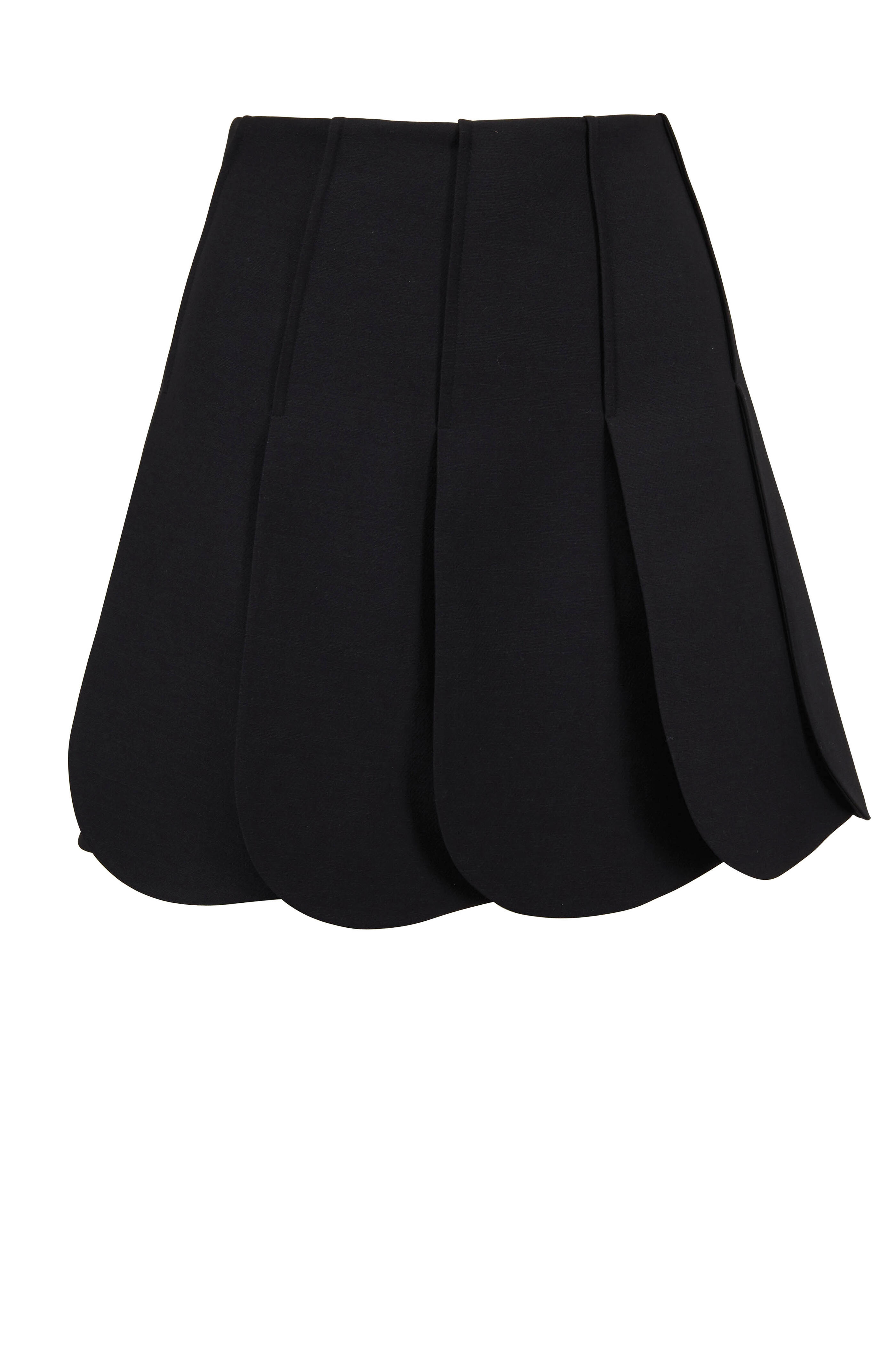 Valentino - Black Wool & Silk Petal Hem Skirt