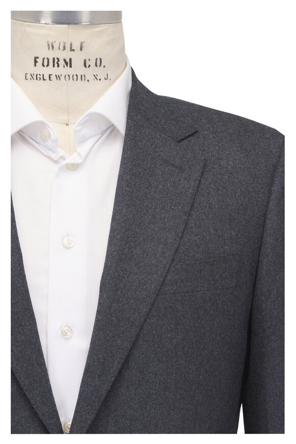 Canali Solid Dark Gray Brushed Wool Suit