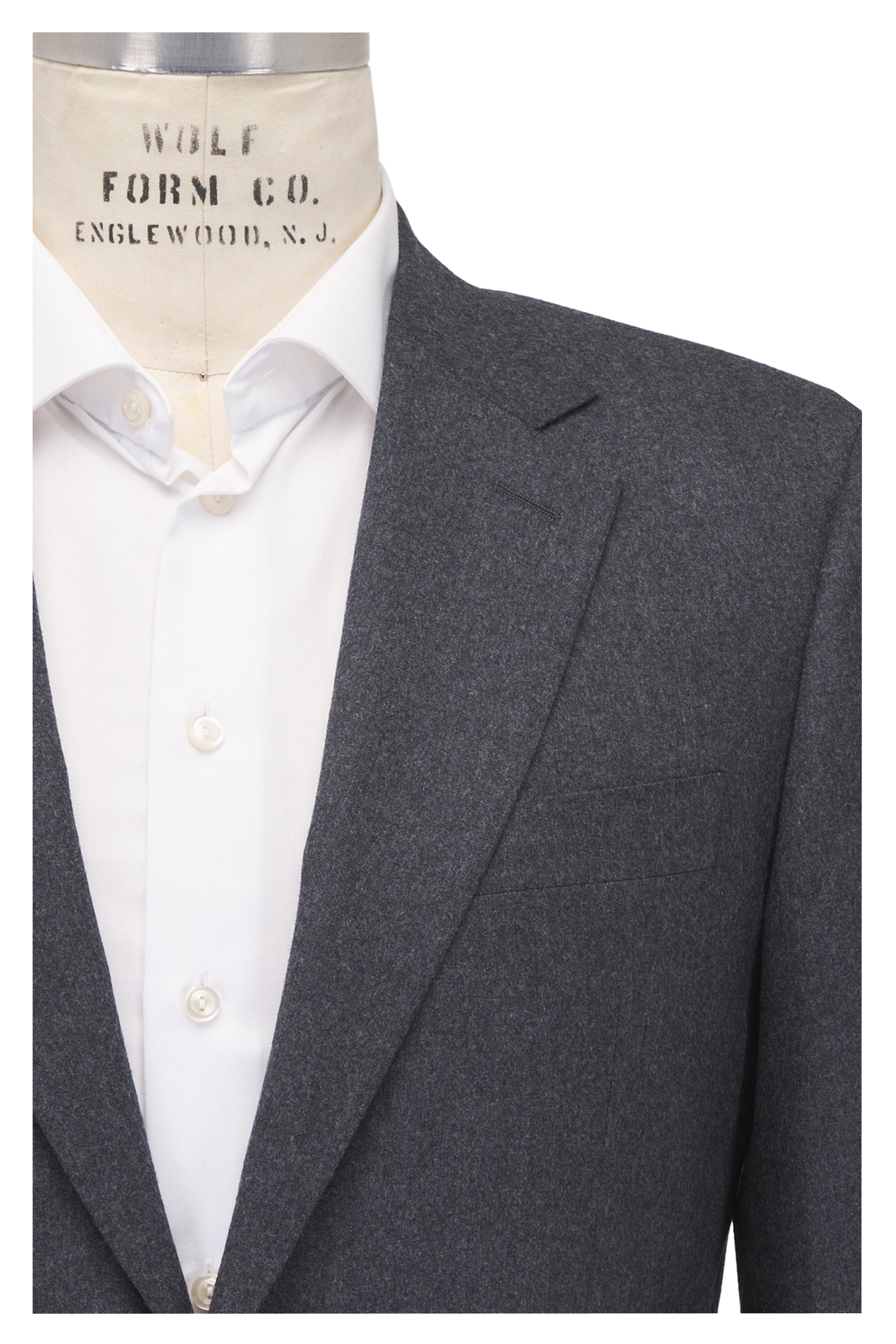 Canali - Solid Dark Gray Brushed Wool Suit